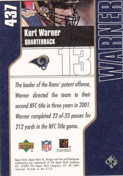 2002 Upper Deck XL #437 Kurt Warner Back