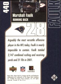 2002 Upper Deck XL #440 Marshall Faulk Back
