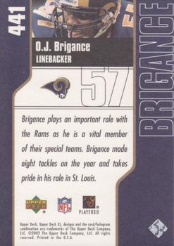 2002 Upper Deck XL #441 O.J. Brigance Back