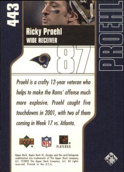 2002 Upper Deck XL #443 Ricky Proehl Back