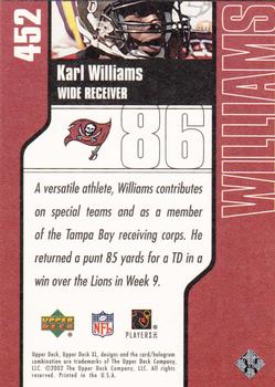 2002 Upper Deck XL #452 Karl Williams Back