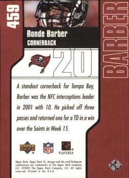 2002 Upper Deck XL #459 Ronde Barber Back