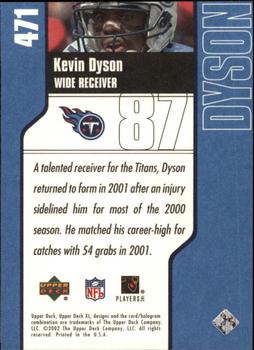 2002 Upper Deck XL #471 Kevin Dyson Back