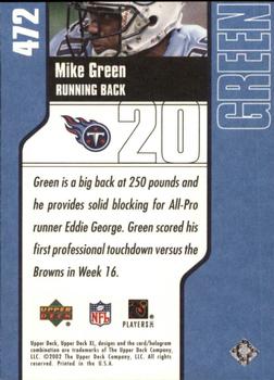 2002 Upper Deck XL #472 Mike Green Back