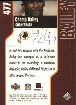 2002 Upper Deck XL #477 Champ Bailey Back