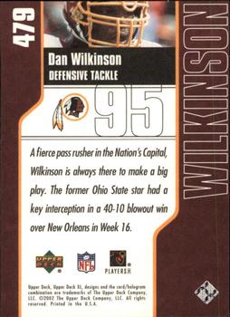 2002 Upper Deck XL #479 Dan Wilkinson Back