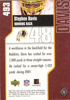 2002 Upper Deck XL #493 Stephen Davis Back