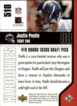 2002 Upper Deck XL #510 Justin Peelle Back
