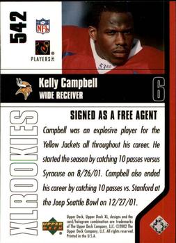 2002 Upper Deck XL #542 Kelly Campbell Back