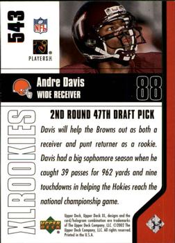 2002 Upper Deck XL #543 Andre Davis Back