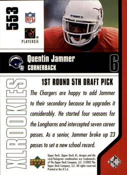 2002 Upper Deck XL #553 Quentin Jammer Back