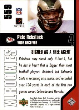2002 Upper Deck XL #559 Pete Rebstock Back