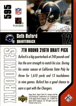 2002 Upper Deck XL #595 Seth Buford Back