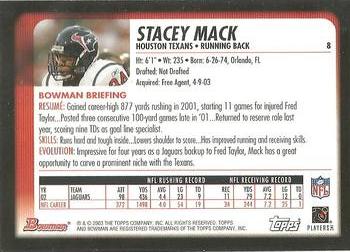 2003 Bowman #8 Stacey Mack Back