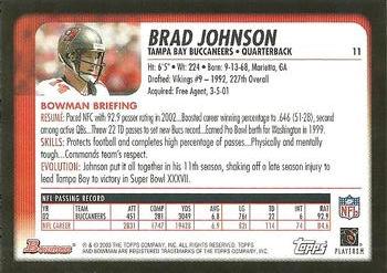 2003 Bowman #11 Brad Johnson Back