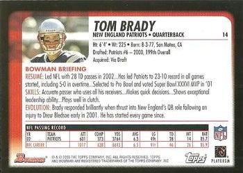 2003 Bowman #14 Tom Brady Back