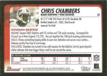2003 Bowman #32 Chris Chambers Back