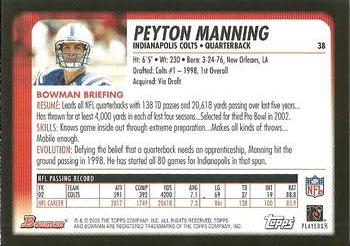 2003 Bowman #38 Peyton Manning Back