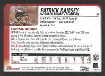 2003 Bowman #41 Patrick Ramsey Back