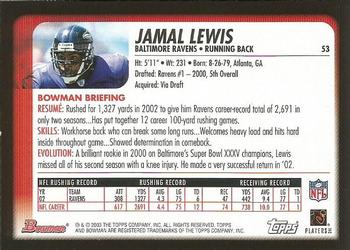 2003 Bowman #53 Jamal Lewis Back