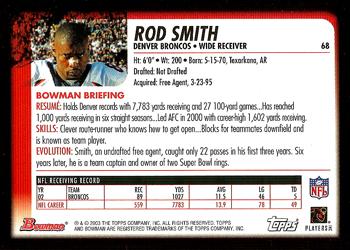 2003 Bowman #68 Rod Smith Back