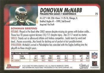 2003 Bowman #75 Donovan McNabb Back