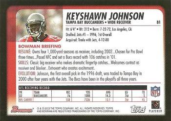 2003 Bowman #81 Keyshawn Johnson Back