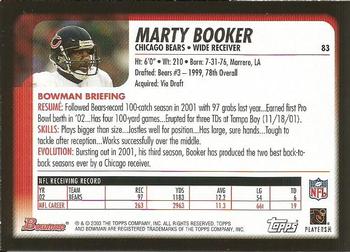 2003 Bowman #83 Marty Booker Back