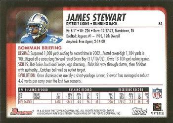 2003 Bowman #84 James Stewart Back