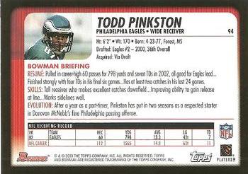 2003 Bowman #94 Todd Pinkston Back