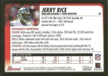 2003 Bowman #95 Jerry Rice Back