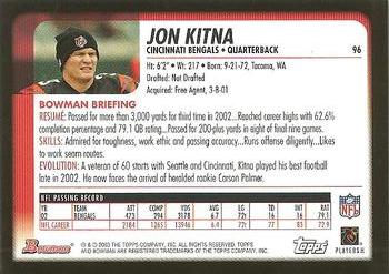 2003 Bowman #96 Jon Kitna Back