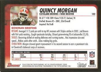 2003 Bowman #102 Quincy Morgan Back
