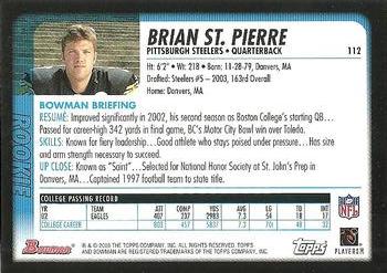 2003 Bowman #112 Brian St. Pierre Back