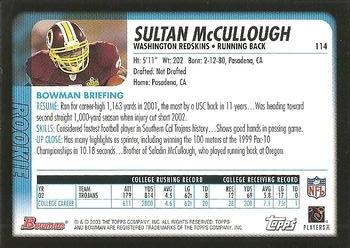 2003 Bowman #114 Sultan McCullough Back