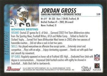 2003 Bowman #119 Jordan Gross Back