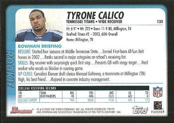 2003 Bowman #130 Tyrone Calico Back