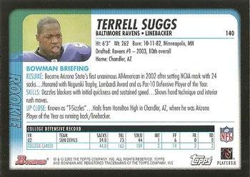 2003 Bowman #140 Terrell Suggs Back