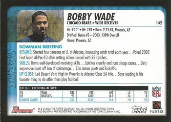 2003 Bowman #142 Bobby Wade Back