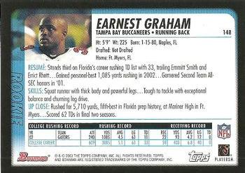 2003 Bowman #148 Earnest Graham Back
