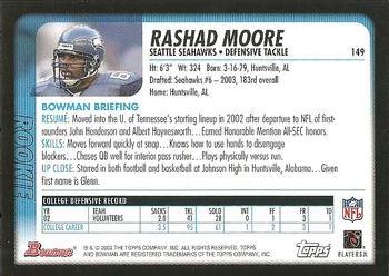 2003 Bowman #149 Rashad Moore Back