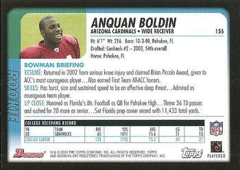 2003 Bowman #155 Anquan Boldin Back