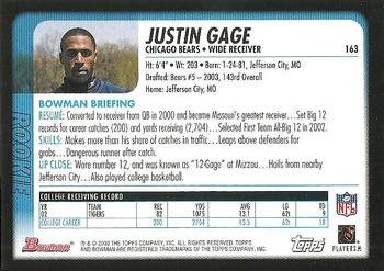 2003 Bowman #163 Justin Gage Back