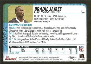 2003 Bowman #166 Bradie James Back