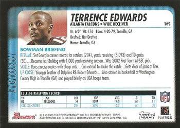 2003 Bowman #169 Terrence Edwards Back