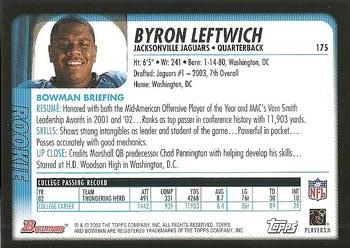 2003 Bowman #175 Byron Leftwich Back