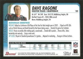 2003 Bowman #180 Dave Ragone Back