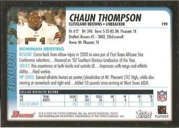2003 Bowman #199 Chaun Thompson Back
