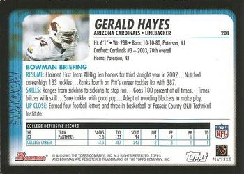 2003 Bowman #201 Gerald Hayes Back