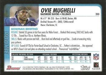 2003 Bowman #203 Ovie Mughelli Back